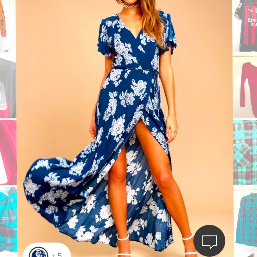*NWT Lulu’s Heart of Marigold Navy Blue Floral Wrap Dress